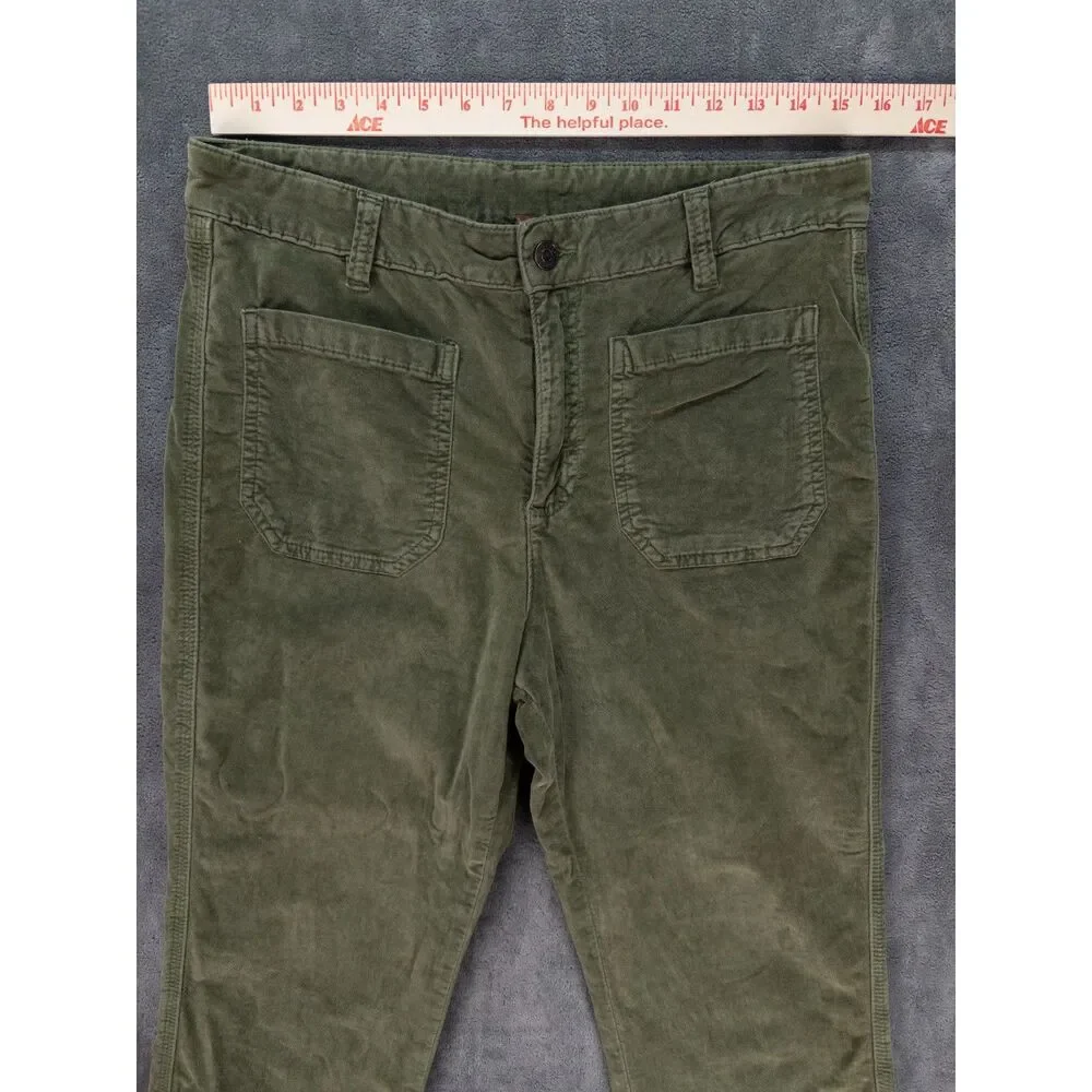 Free People High Time Velvet Flare Pants Womens Size 12 Green Stretch Boho